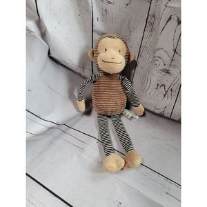 Bunnies By The Bay Monkey Key Key Corduroy Brown Striped Arms Baby Plush Toy 14